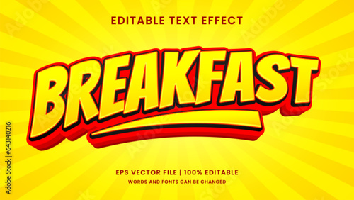 Breakfast food 3d editable text effect