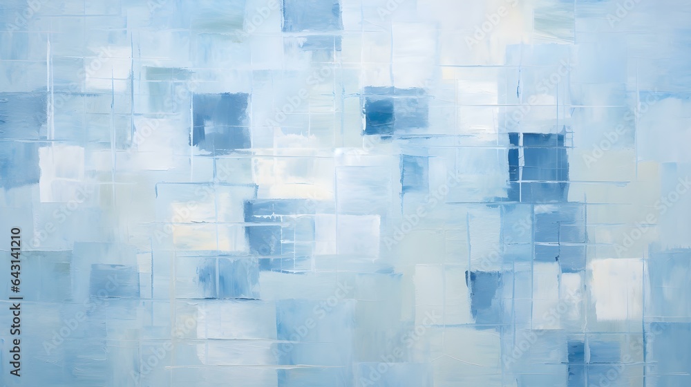 Oil Paint Texture in light blue Colors with overlapping Squares and visible Brush Strokes. Artistic Background
