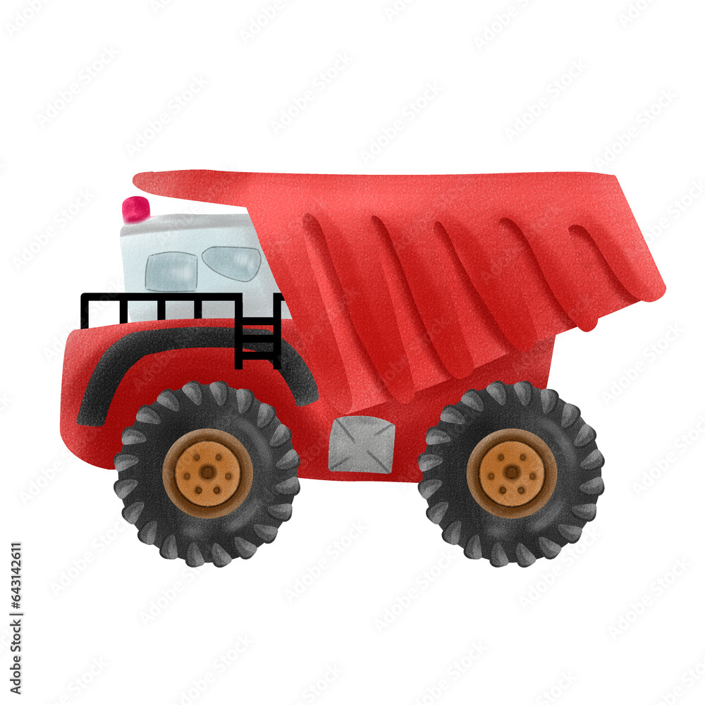 toy, tractor, truck, car, vehicle, red, transport, model