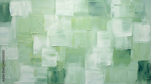 Oil Paint Texture in light green Colors with overlapping Squares and visible Brush Strokes. Artistic Background
