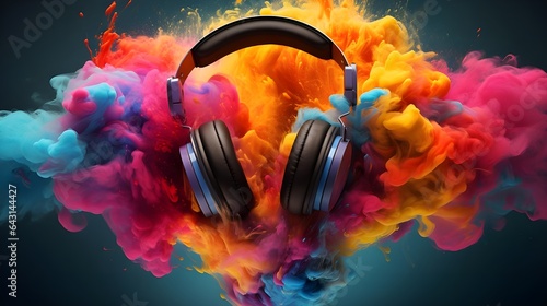Headphones with Colorful Smoke