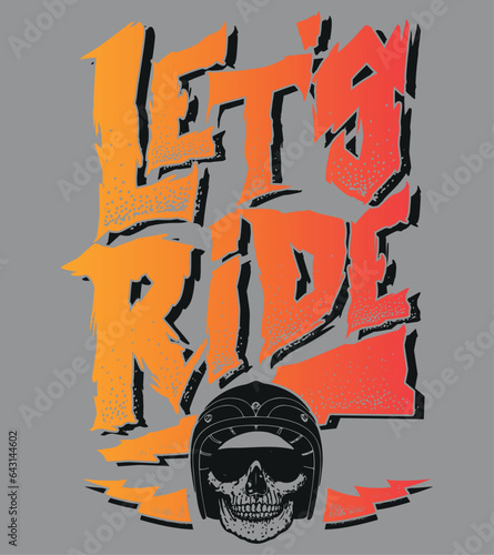 Skull illustration with helmet gradient text