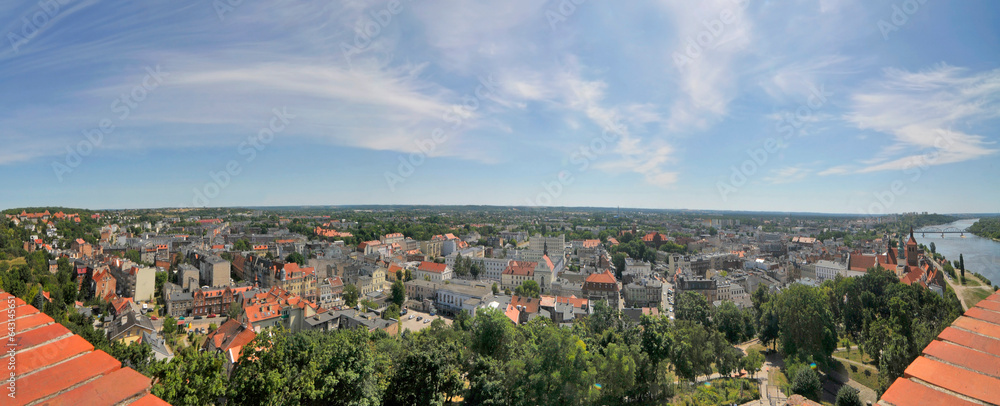 Panorama of Grudziądz from the side of the Vistula River from the castle tower Klimek