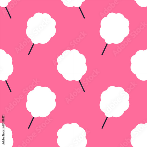White cotton candy pattern on pink background.