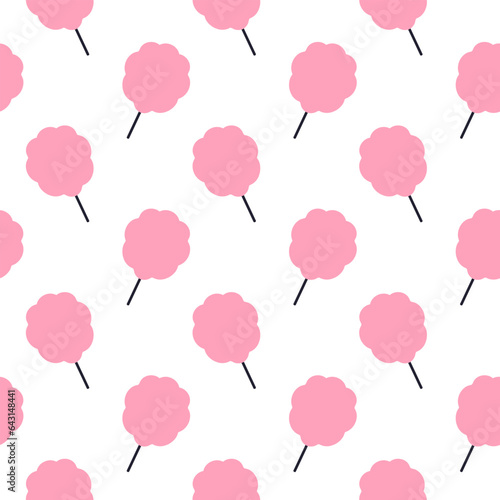 Pink cotton candy pattern on white background.