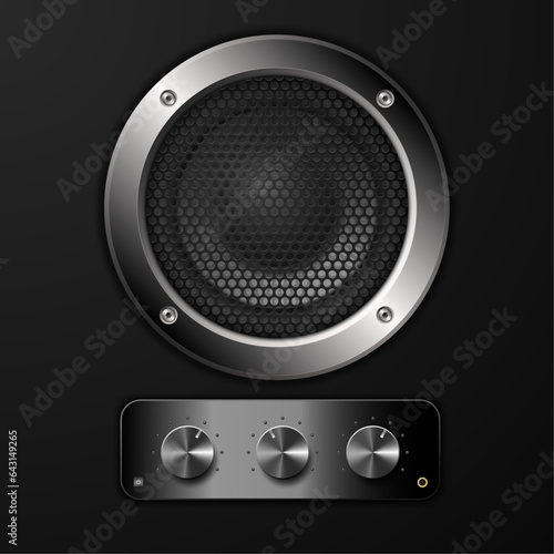Sound speaker with grid and volume control.
