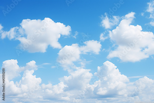 Simple panoramic background beatiful blue sky white clouds summer time generative ai