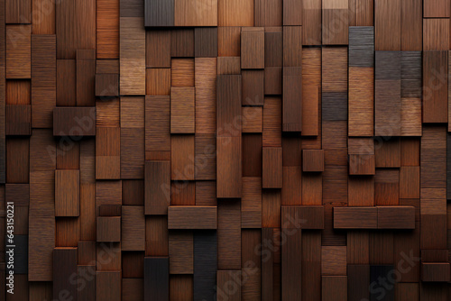 Brown decorative material wooden brown bricks background texture room house interior pattern generative AI