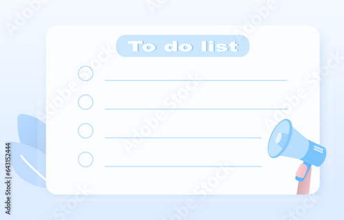 To do list concept. Template of to do list, checklist, schedule plan, assignment items, tasks management, productivity tools. Flat vector design illustration.