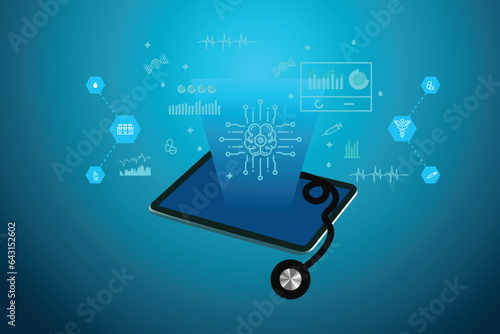 Intelligent AI learning system. Concept of medical. Cyber smart brain. 