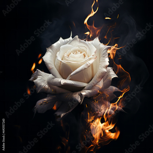 Fototapeta Naklejka Na Ścianę i Meble -  burning white rose