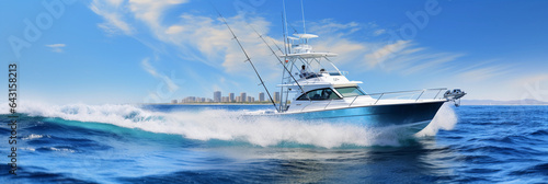angler on a charter boat, turquoise sea, coral reefs visible, catching a Mahi - Mahi, tropical paradise