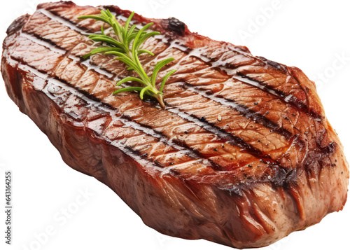 Delicious Tasty sliced grill beef steak, Juicy medium, rosemary, Herb, PNG, Transparent, isolate.