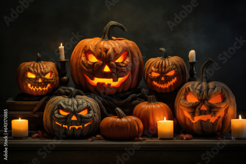 Halloween pumpkins by candlelight