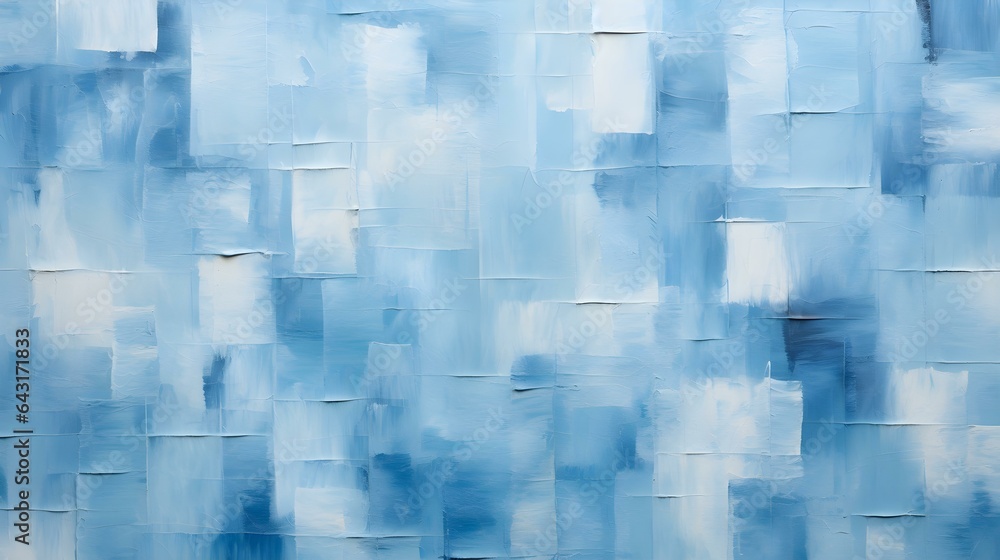 Oil Paint Texture in sky blue Colors with overlapping Squares and visible Brush Strokes. Artistic Background
