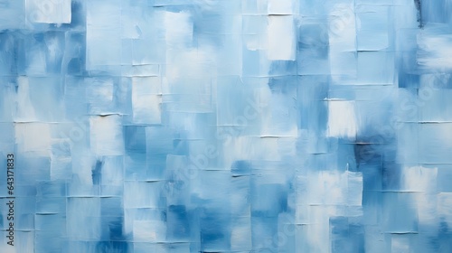 Oil Paint Texture in sky blue Colors with overlapping Squares and visible Brush Strokes. Artistic Background 