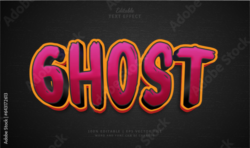 Text effect ghost. Editable text effect style 3d theme halloween season.