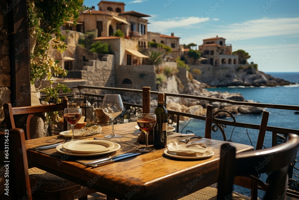 Restaurant in the Mediterranean An outdoor dinner