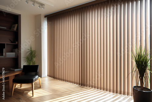 Vertical Blinds - USA - Vertical slats, ideal for large windows or sliding doors (Generative AI)