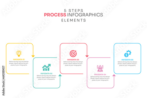 5 steps business timeline process infographic presentation template vector 