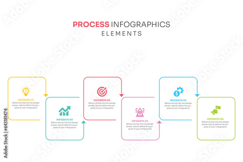 6 steps business timeline process infographic presentation template vector 