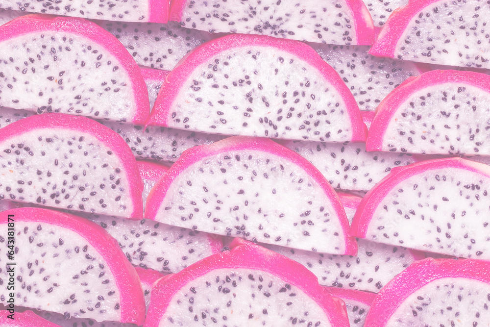 Sweet tasty dragon fruit or pitaya slices. Sweet tasty dragon fruit or pitaya slices.