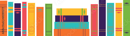Book spines on a transparent background. Vector illustration.