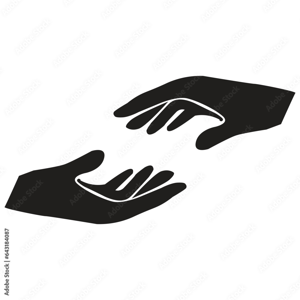 Hand drawn cupped hands illustration. Raised hands vector concept. Volunteering charity, votes, support, hope and peace. Vector human open hands isolated on white background Hand drawn cupped hands illustration. Raised hands vector concept. Volunteering charity, votes, support, hope and peace. Vector human open hands isolated on white background