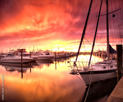 Fototapeta Naklejka Na Ścianę i Meble -  Sunset at a marina, Stuart, Florida.