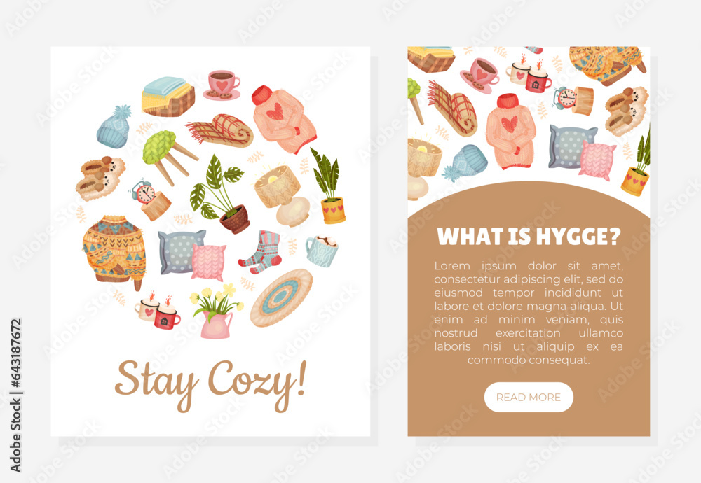 Comfort and Hygge Autumn Banner Design Vector Template Comfort and Hygge Autumn Banner Design Vector Template