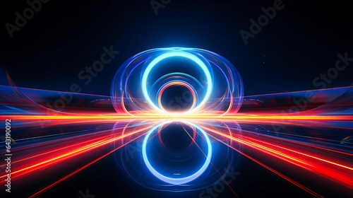 Neon circles interlinking in a rhythmic pattern
