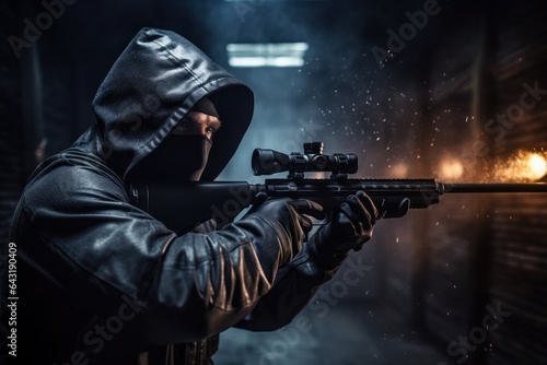 Photographie A man with a sniper rifle