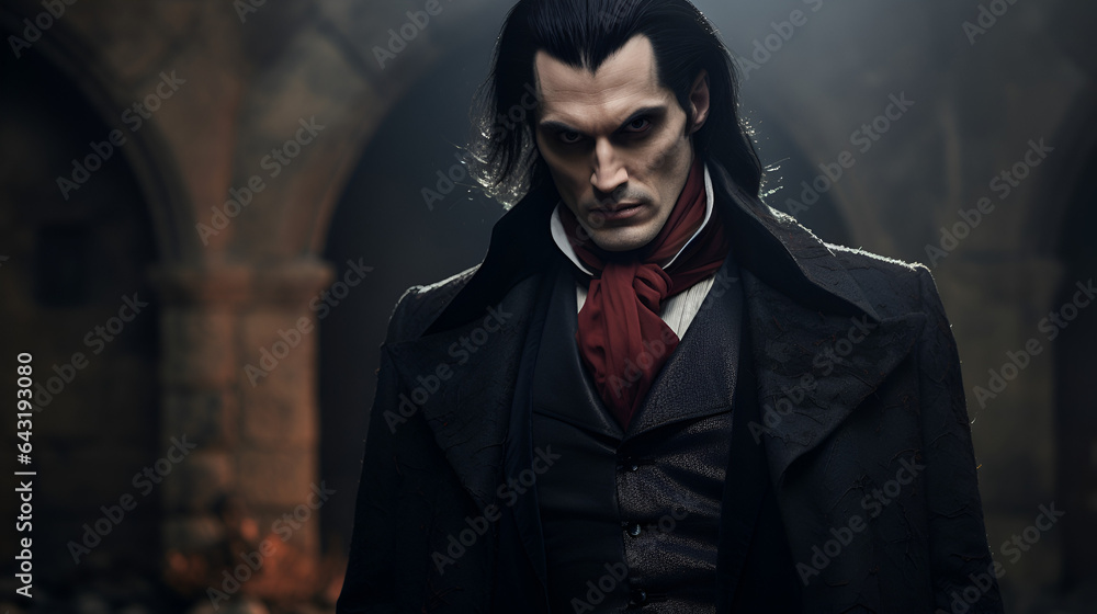 Dracula Vampire Man Halloween Night - obrazy, fototapety, plakaty 