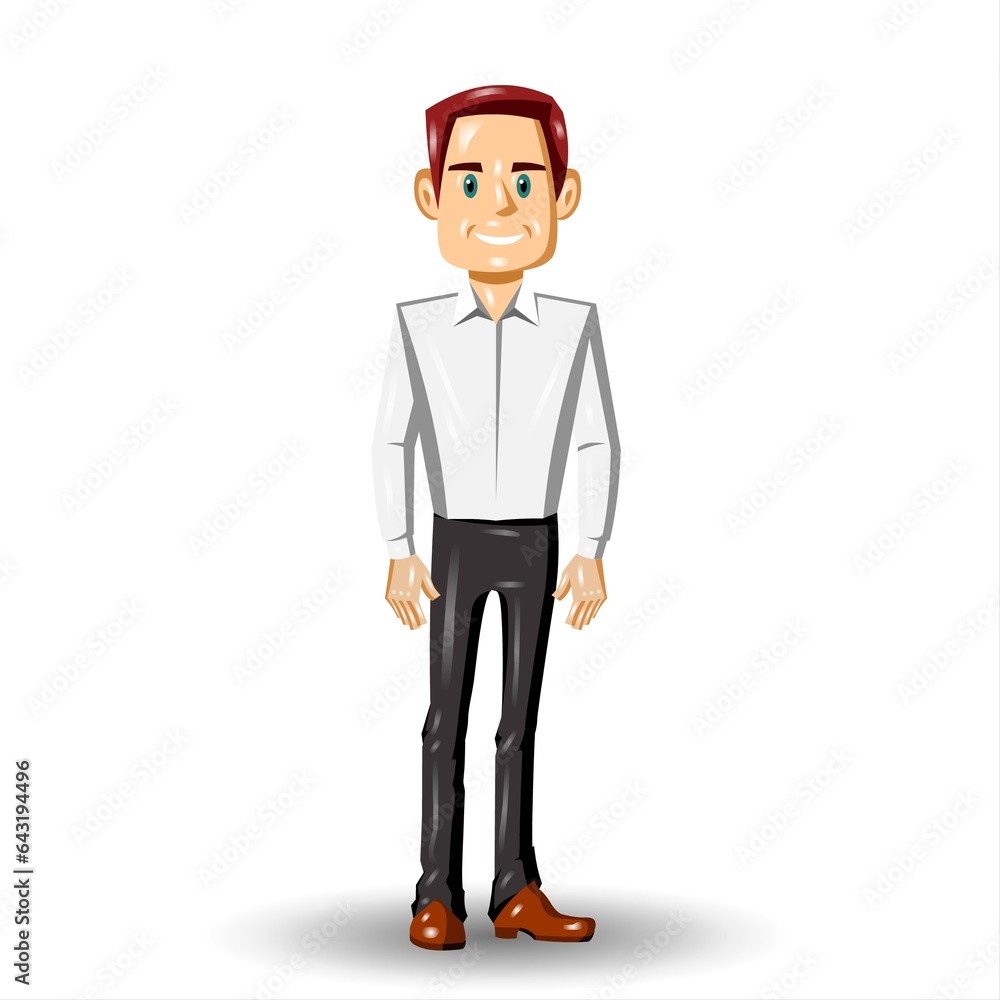 
Handsome man in a white shirt and black pants. Vector illustration

