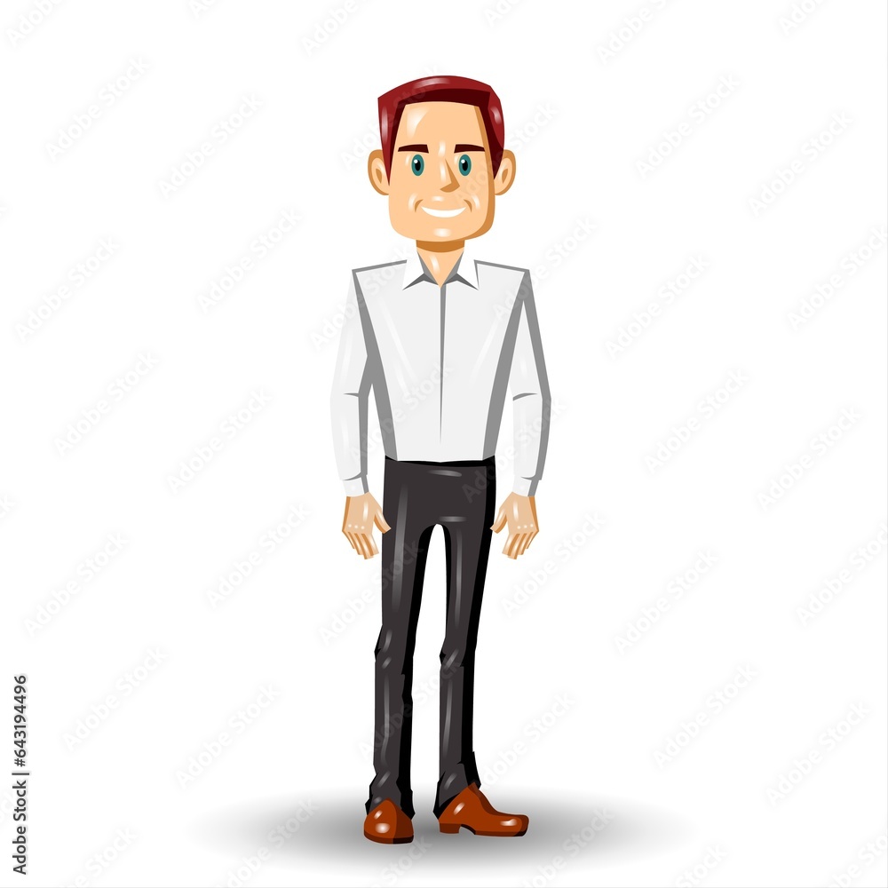 Handsome man in a white shirt and black pants. Vector illustration
Handsome man in a white shirt and black pants. Vector illustration