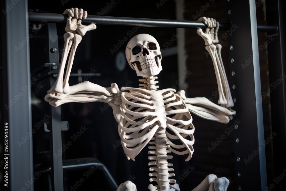 funny muscle skeleton workout - obrazy, fototapety, plakaty 