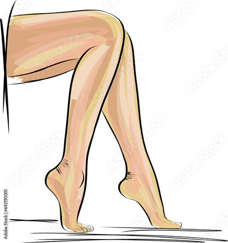 Silhouettes of lady legs and feet, Legs design elements.
