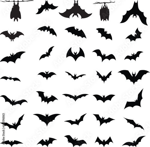 Halloween Flying Bat Silhouettes Vector SVG EPS Instant Digital Download BATS Clip art Stock Graphic Design. Great for crafts 