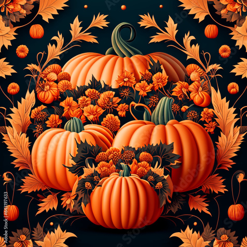 pumpkin illustration with patterns for halloween decor