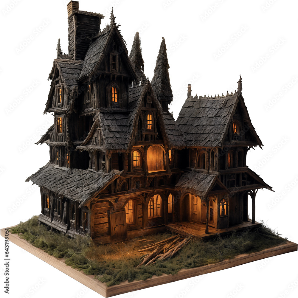 Halloween haunted house Spooky Night, Isolated on transparent ...