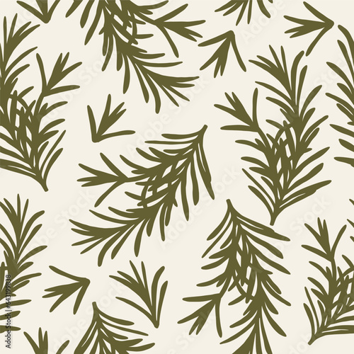 Flat vector rosemary twig seamles pattern