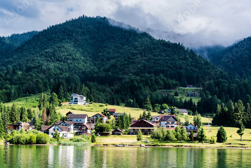 Landscape of Colibita lake, the sea from the mountain. Calimani mountains, Bistrita Nasaud county, Romania.