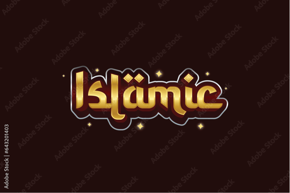Editable islamic chocolate golden Text effect modern theme style