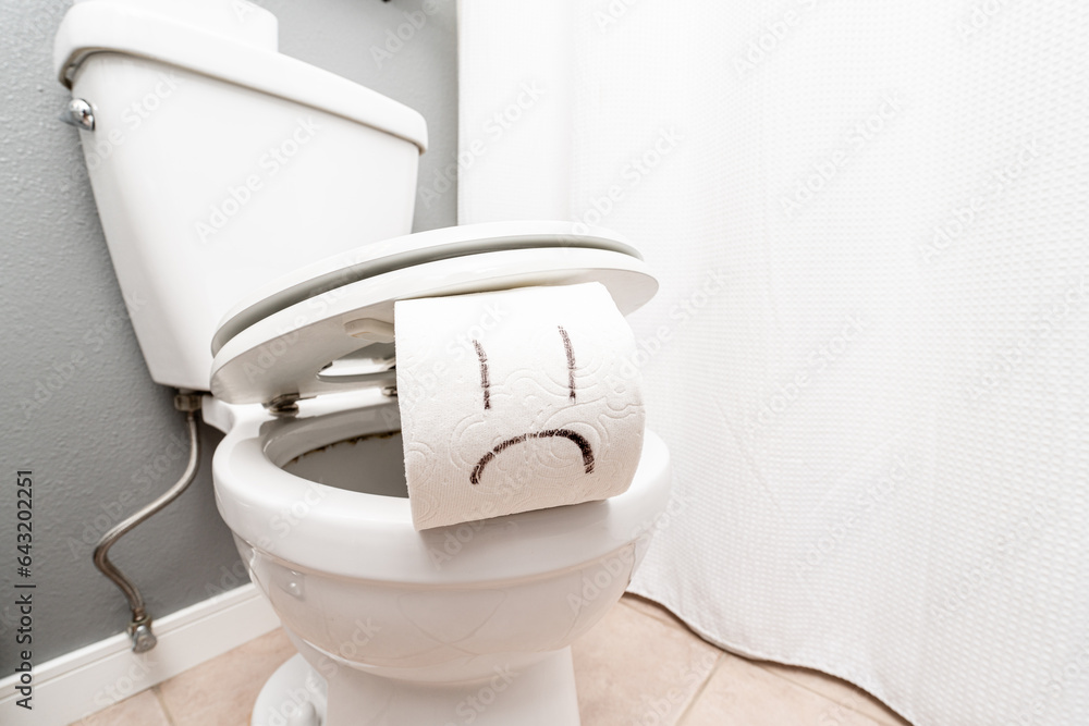 Sad Face Toilet Paper under Toilet Lid for Constipation Diarrhea
