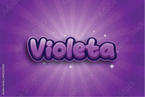 Editable violeta Text effect cartoon playful theme style