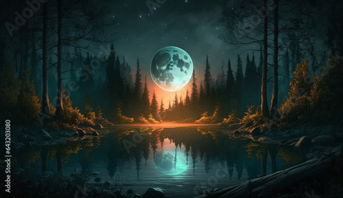 Moonlit Peaceful Forest