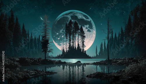 Moonlit Peaceful Forest