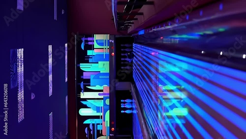 Caucasian man throws a ball while bowling in trade center, vertical shot