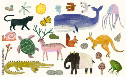 Animal wildlife watercolor vector illustration.