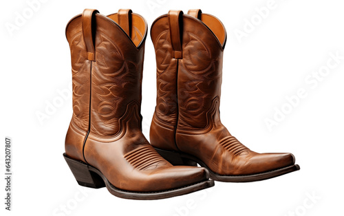 Cowboy boots on white transparent background